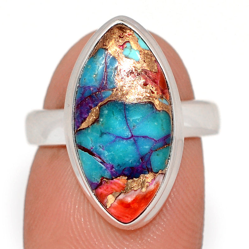 Kingman Pink Dahlia Turquoise Ring - KPDR485