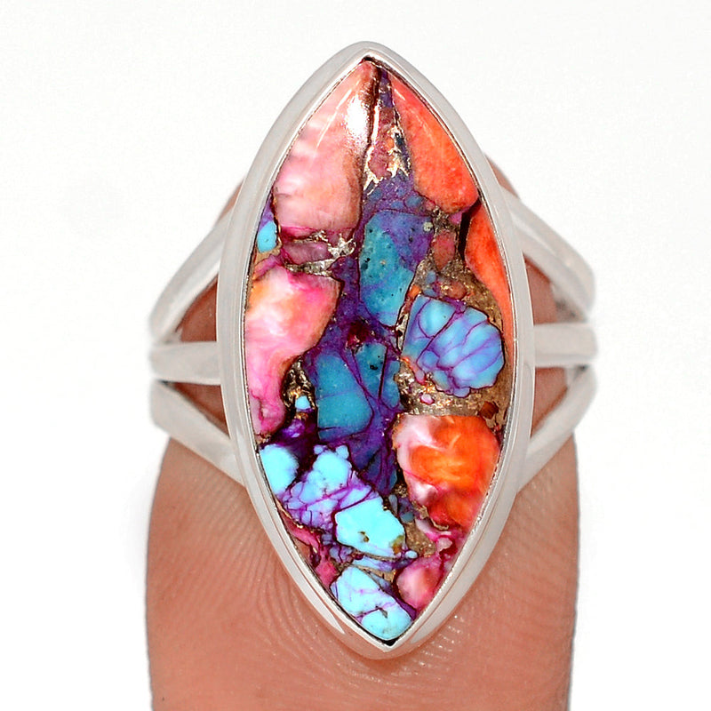 Kingman Pink Dahlia Turquoise Ring - KPDR487