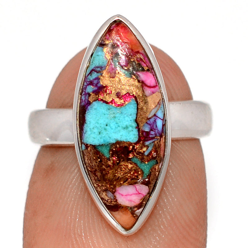 Kingman Pink Dahlia Turquoise Ring - KPDR490