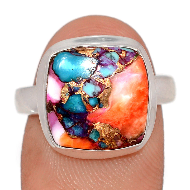 Kingman Pink Dahlia Turquoise Ring - KPDR492