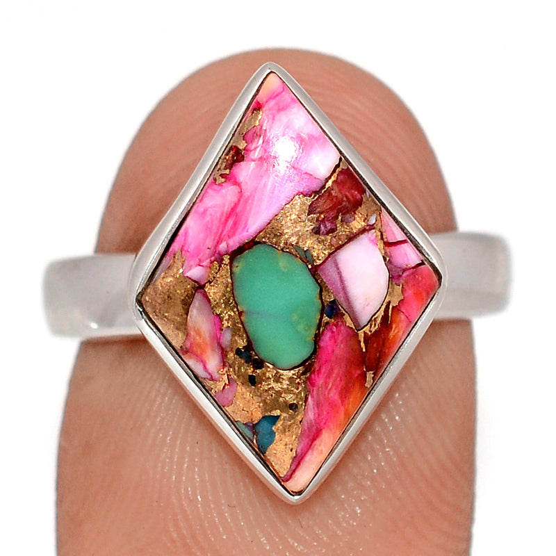 Kingman Pink Dahlia Turquoise Ring - KPDR494