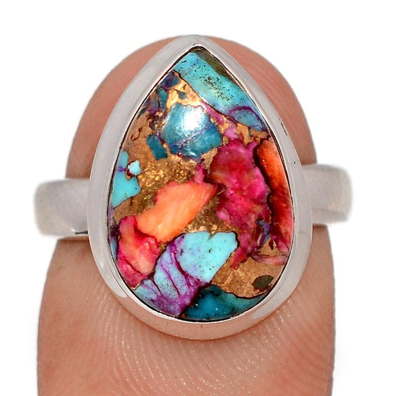 Kingman Pink Dahlia Turquoise Ring - KPDR499
