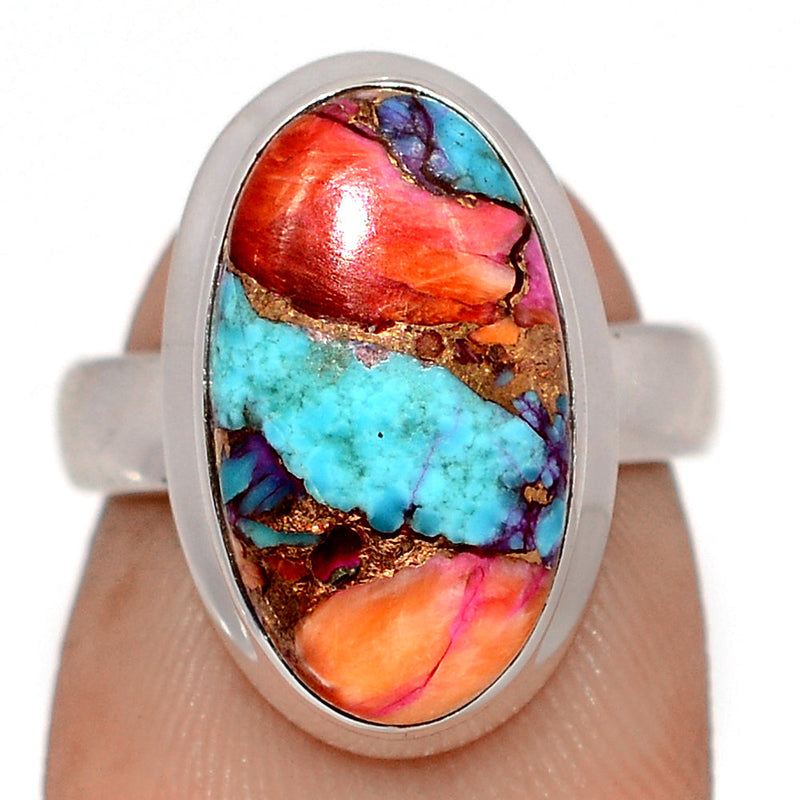 Kingman Pink Dahlia Turquoise Ring - KPDR503