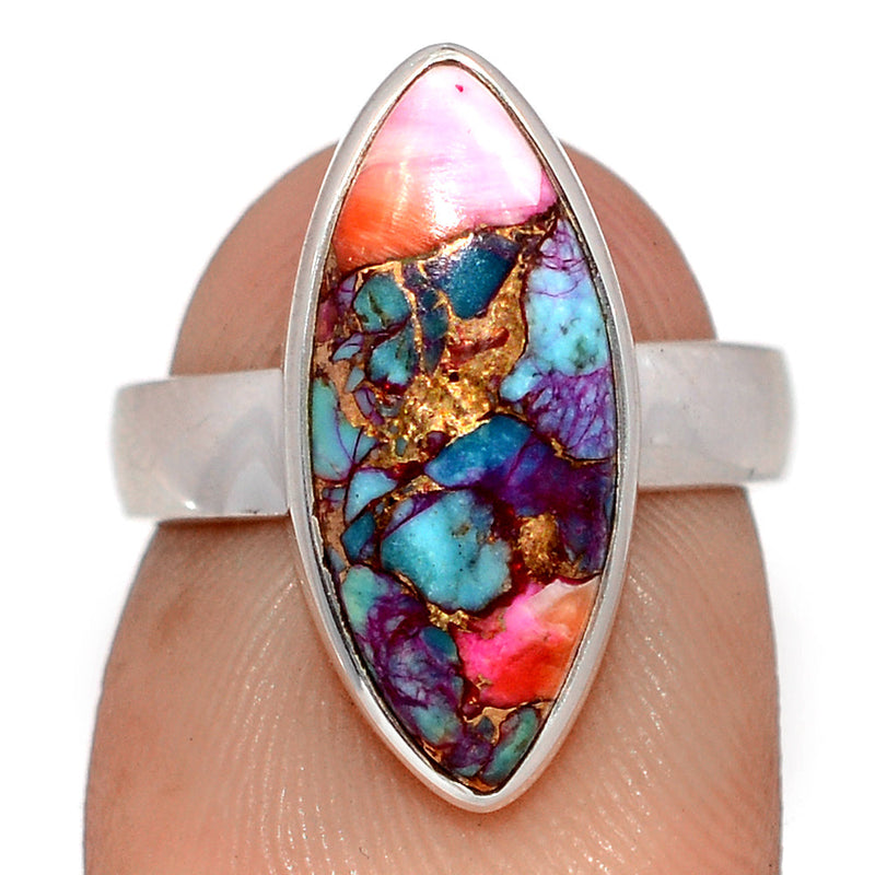 Kingman Pink Dahlia Turquoise Ring - KPDR506