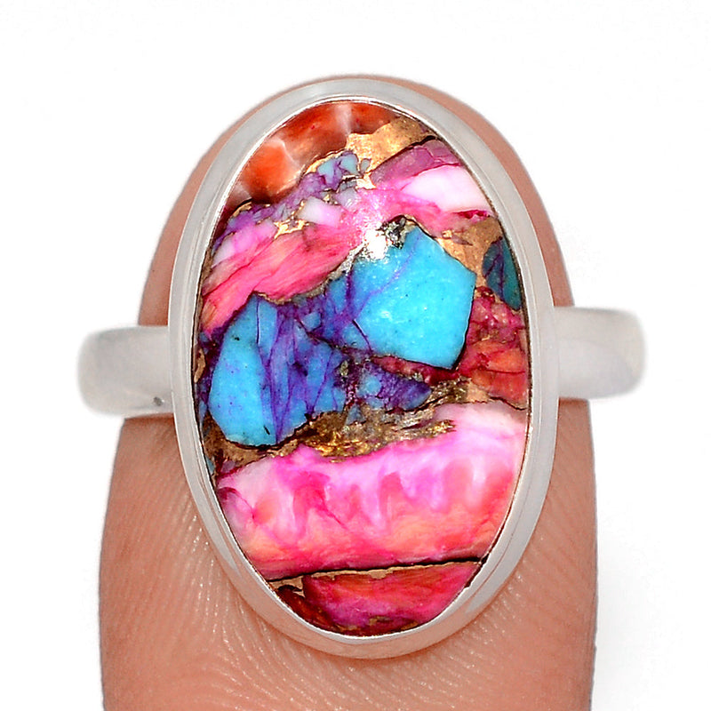 Kingman Pink Dahlia Turquoise Ring - KPDR509