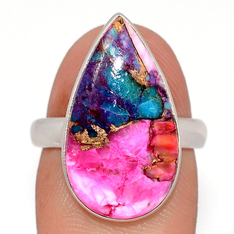 Kingman Pink Dahlia Turquoise Ring - KPDR510