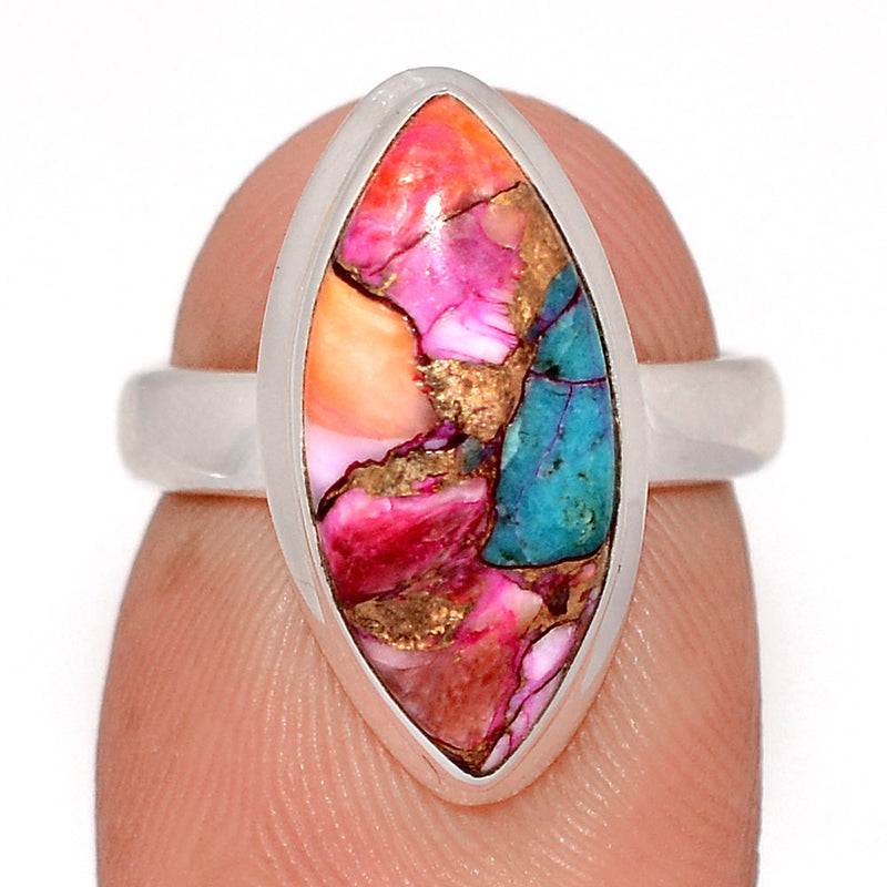 Kingman Pink Dahlia Turquoise Ring - KPDR511