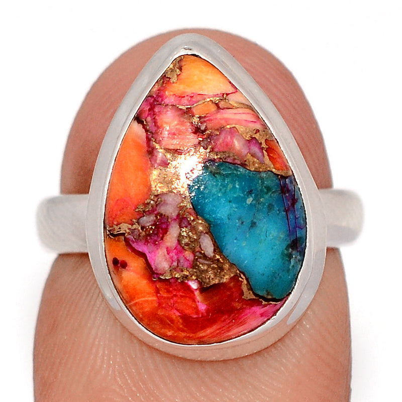 Kingman Pink Dahlia Turquoise Ring - KPDR512