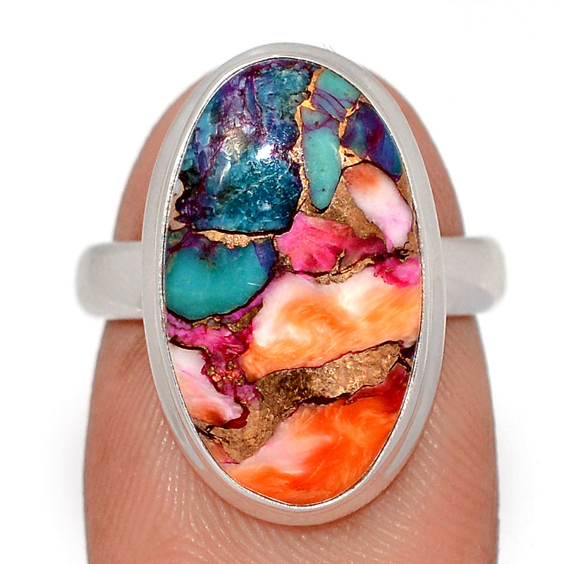 Kingman Pink Dahlia Turquoise Ring - KPDR513