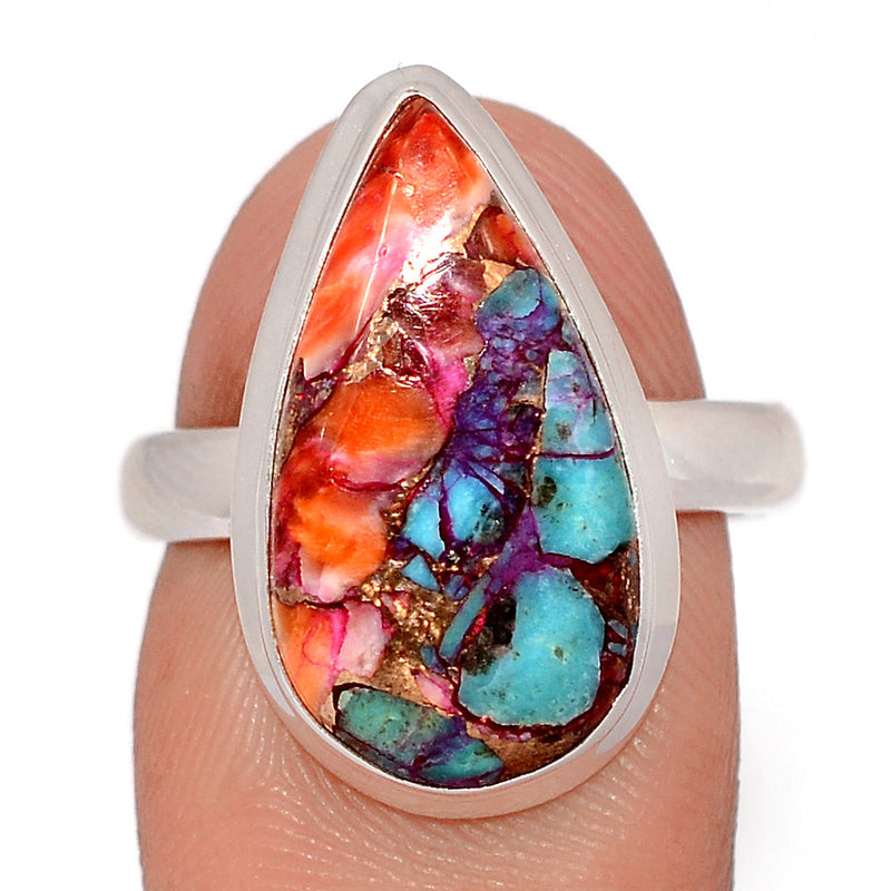 Kingman Pink Dahlia Turquoise Ring - KPDR515