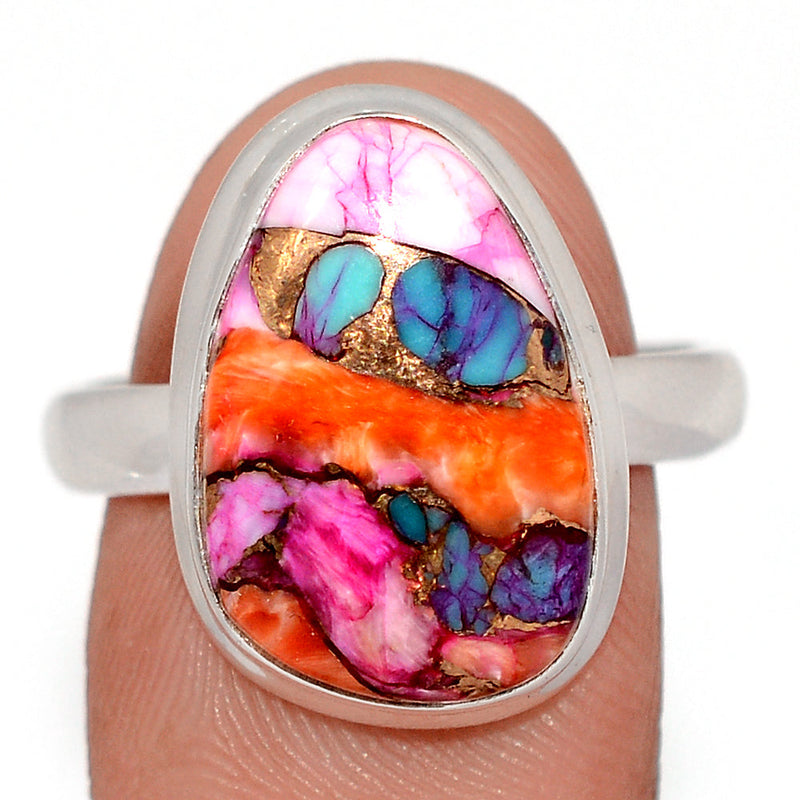Kingman Pink Dahlia Turquoise Ring - KPDR516