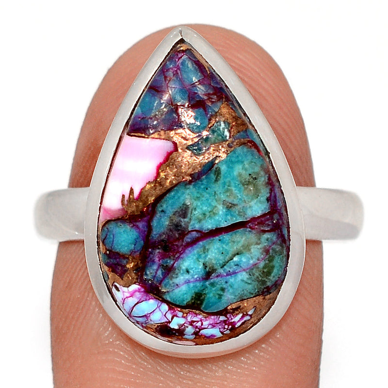 Kingman Pink Dahlia Turquoise Ring - KPDR517