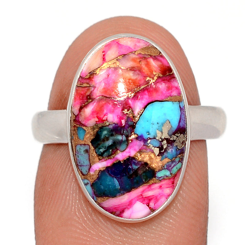 Kingman Pink Dahlia Turquoise Ring - KPDR518
