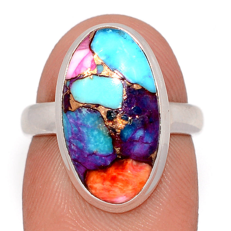Kingman Pink Dahlia Turquoise Ring - KPDR519