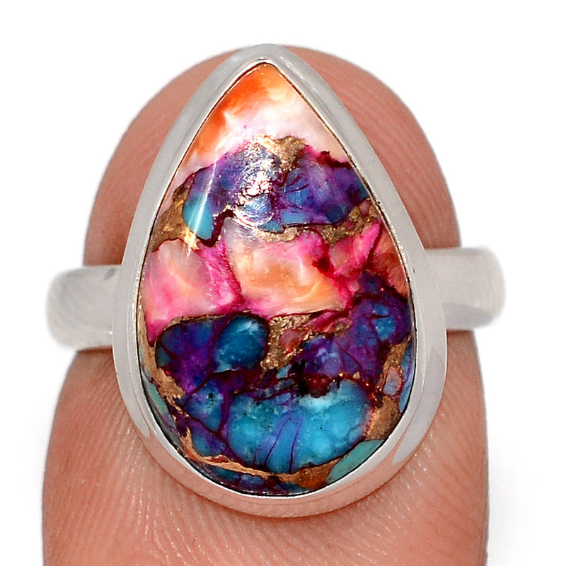 Kingman Pink Dahlia Turquoise Ring - KPDR520