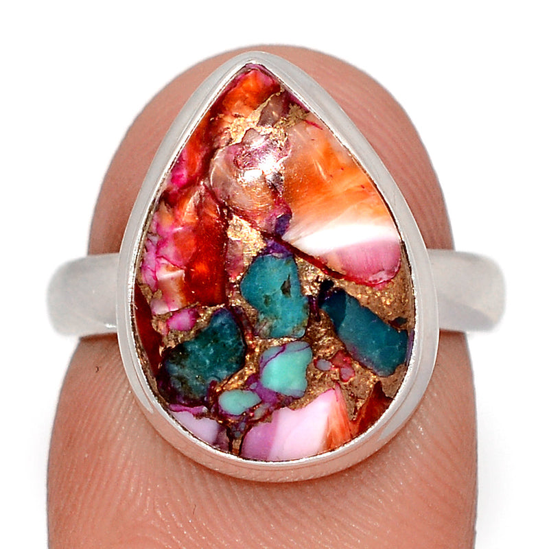 Kingman Pink Dahlia Turquoise Ring - KPDR522