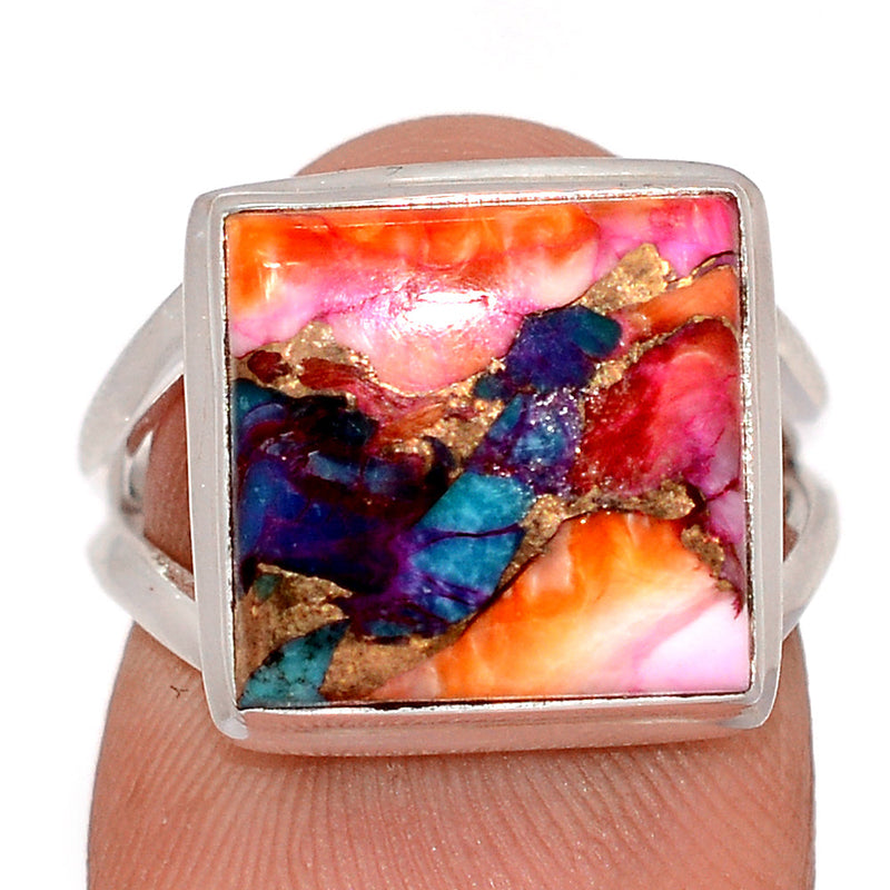 Kingman Pink Dahlia Turquoise Ring - KPDR523