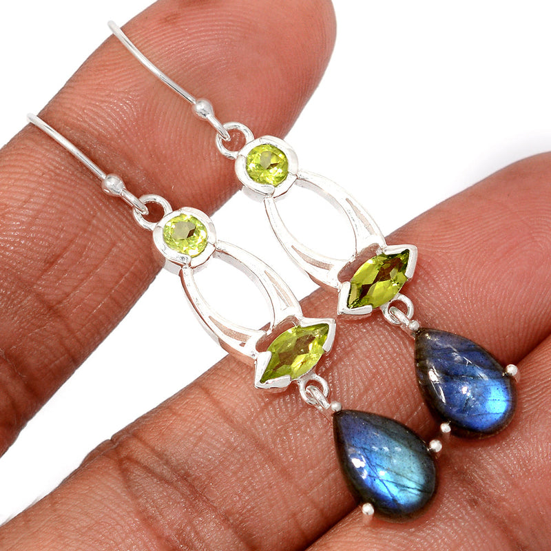 2.1" Designer - Labradorite & Peridot Earrings - LABE1262
