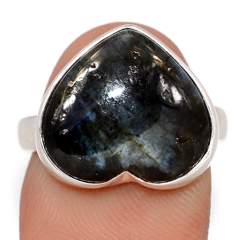 Heart - Larvikite Black Moonstone Ring - LBMR879