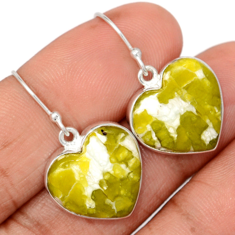 1.3" Heart - Lizardite Serpentine Earrings - LDSE100