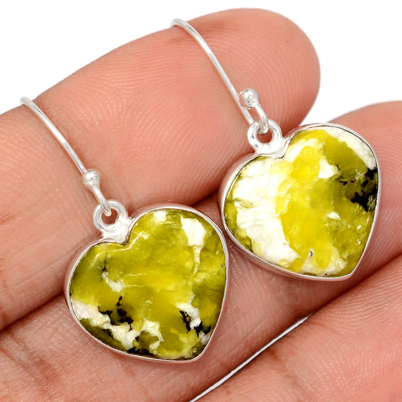 1.3" Heart - Lizardite Serpentine Earrings - LDSE101
