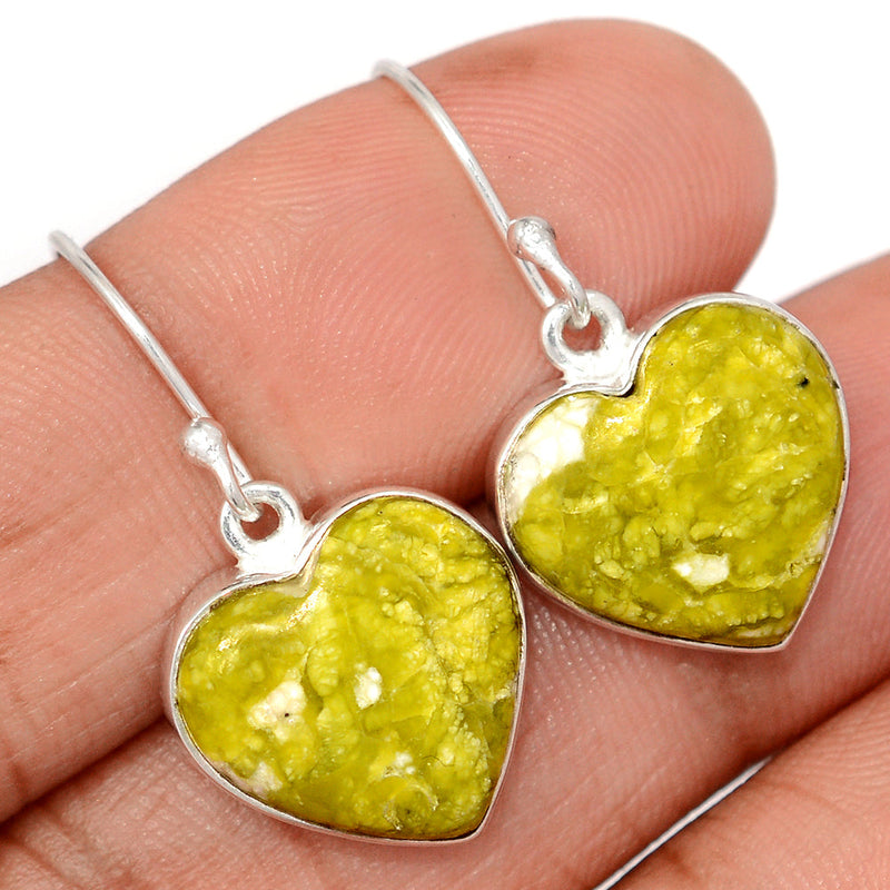 1.2" Heart - Lizardite Serpentine Earrings - LDSE102