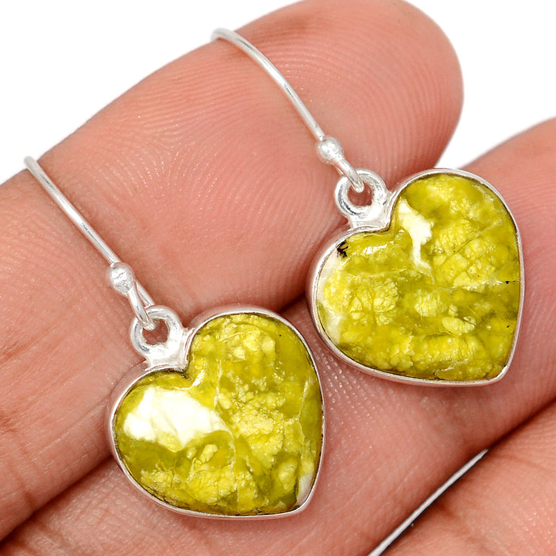 1.2" Heart - Lizardite Serpentine Earrings - LDSE103