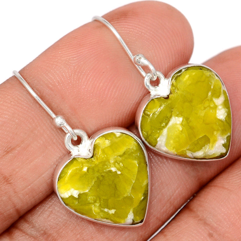 1.2" Heart - Lizardite Serpentine Earrings - LDSE104
