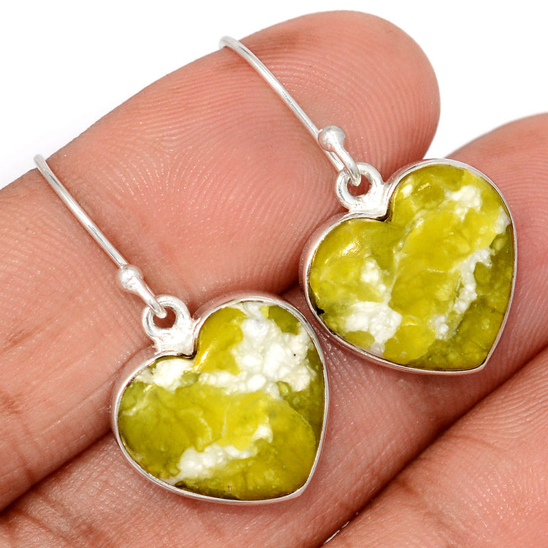 1.2" Heart - Lizardite Serpentine Earrings - LDSE105