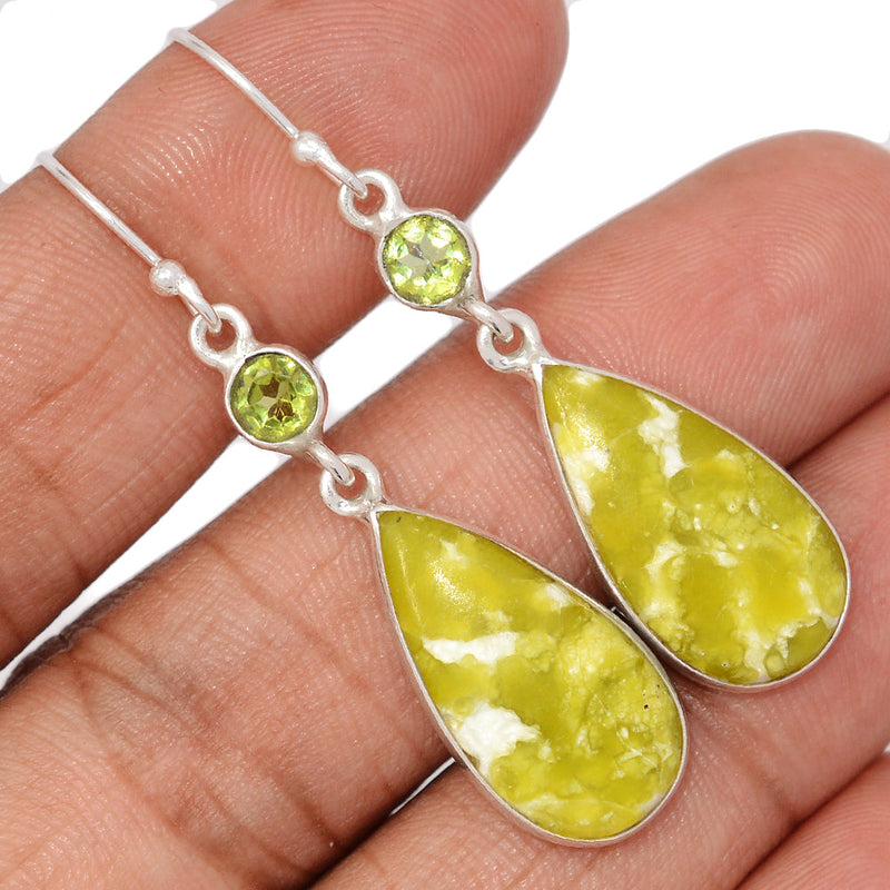 2" Lizardite Serpentine & Peridot Earrings - LDSE44