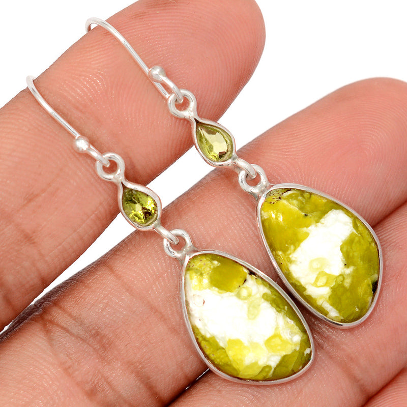 2" Lizardite Serpentine & Peridot Earrings - LDSE73
