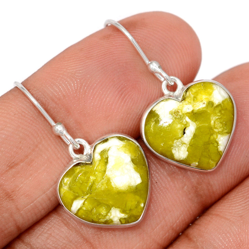 1.2" Heart - Lizardite Serpentine Earrings - LDSE88