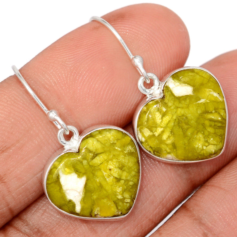1.2" Heart - Lizardite Serpentine Earrings - LDSE94