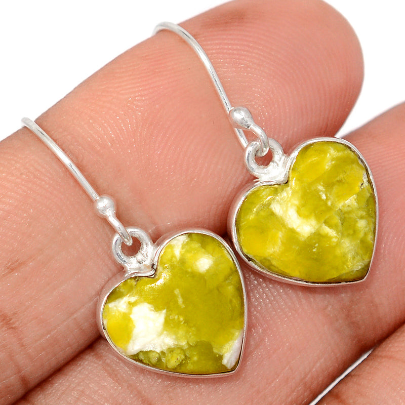 1.1" Heart - Lizardite Serpentine Earrings - LDSE95