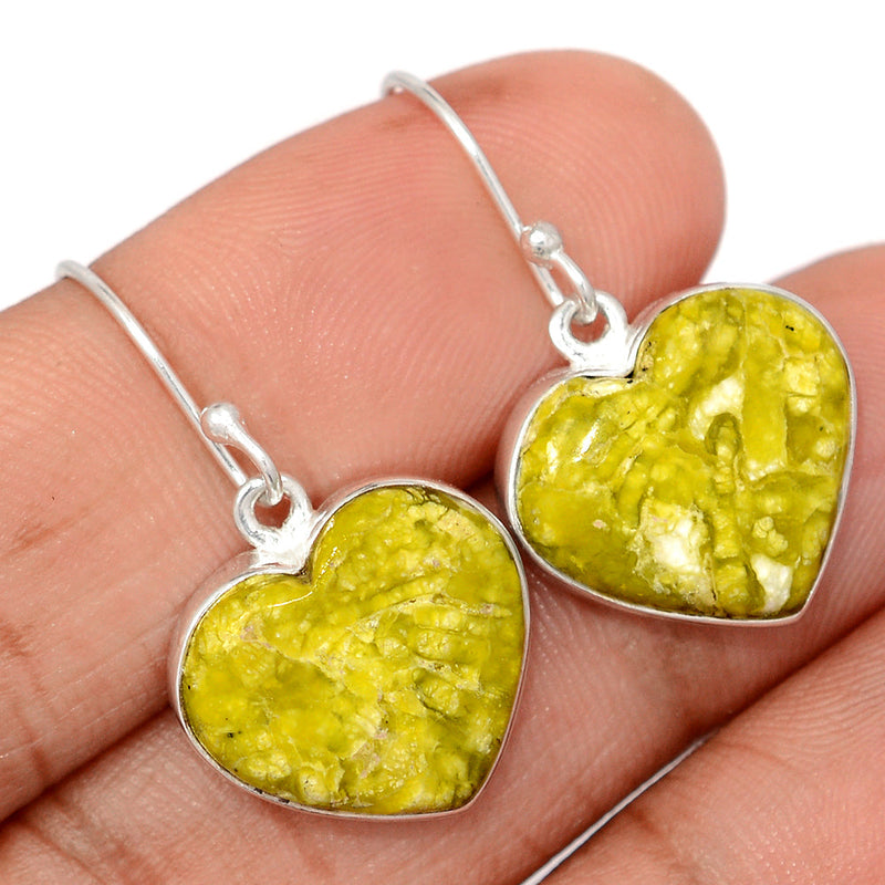 1.2" Heart - Lizardite Serpentine Earrings - LDSE96