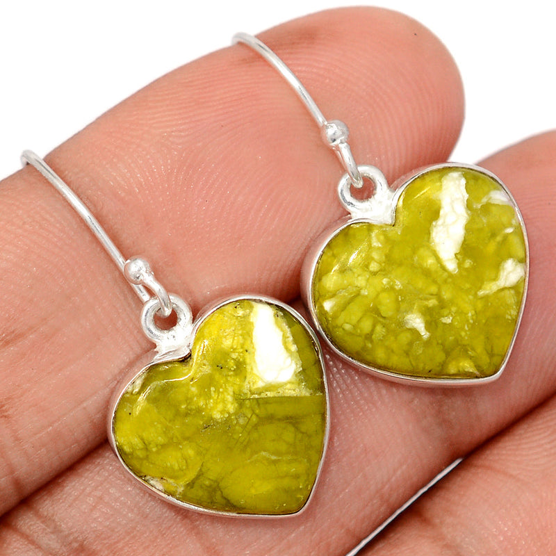 1.2" Heart - Lizardite Serpentine Earrings - LDSE97