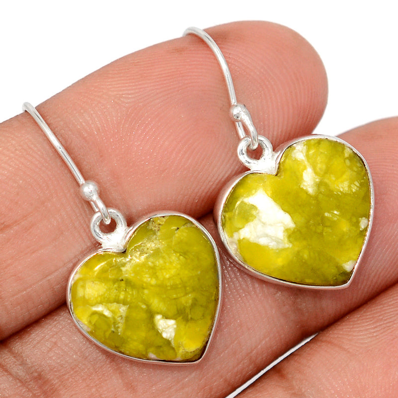 1.2" Heart - Lizardite Serpentine Earrings - LDSE98