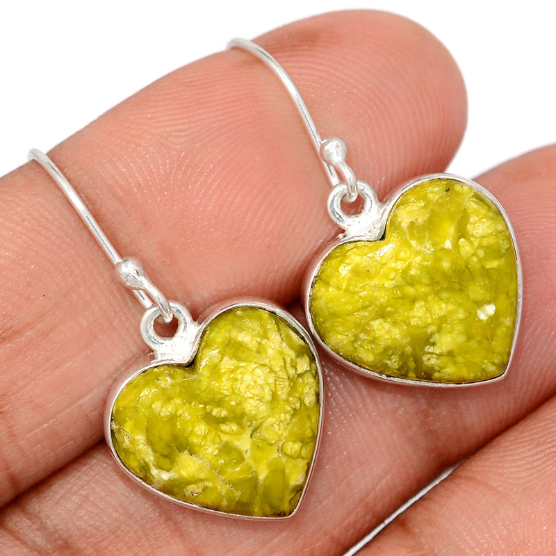 1.2" Heart - Lizardite Serpentine Earrings - LDSE99
