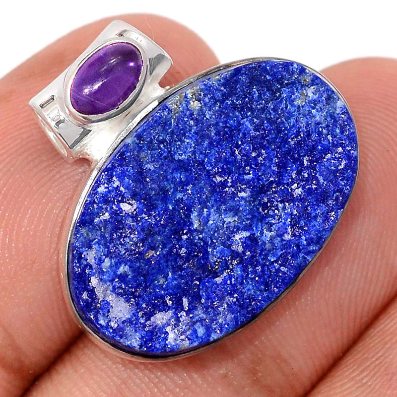 0.8" Lapis Druzy & Amethyst Cabochon Pendants - LDZP640
