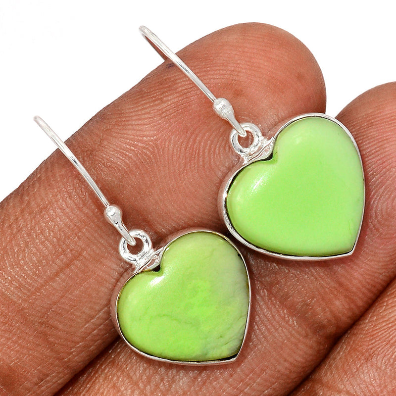 1.2" Heart - Citron Chrysoprase With Mint Chrysoprase Earrings - LMCE243