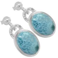 10*14 MM Oval - Larimar & Cz Earrings - LRME7