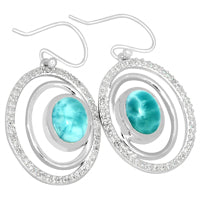 7*9 MM Oval - Larimar & Cz Earrings - LRME9