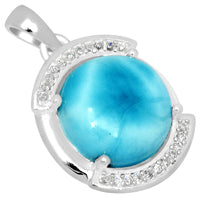 12*12 MM Round - Larimar & Cz Pendants - LRMP3