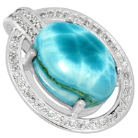 12*16 MM Oval - Larimar & Cz Pendants - LRMP4