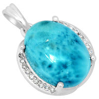 12*16 MM Oval - Larimar & Cz Pendants - LRMP5