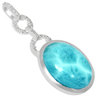 18*13 MM Oval - Larimar & Cz Pendants - LRMP7