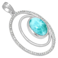 10*14 MM Oval - Larimar & Cz Pendants - LRMP9