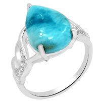 10*14 MM Pear - Larimar & Cz Rings - LRMR2