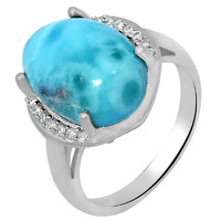 10*14 MM Oval - Larimar & Cz Rings - LRMR5