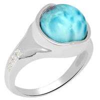 10*10 MM Round - Larimar & Cz Rings - LRMR6